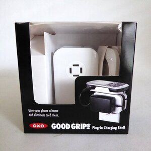 NEW OXO GOOD GRIPS WHITE PLUG-IN CELL PHONE CHARGING SHELF